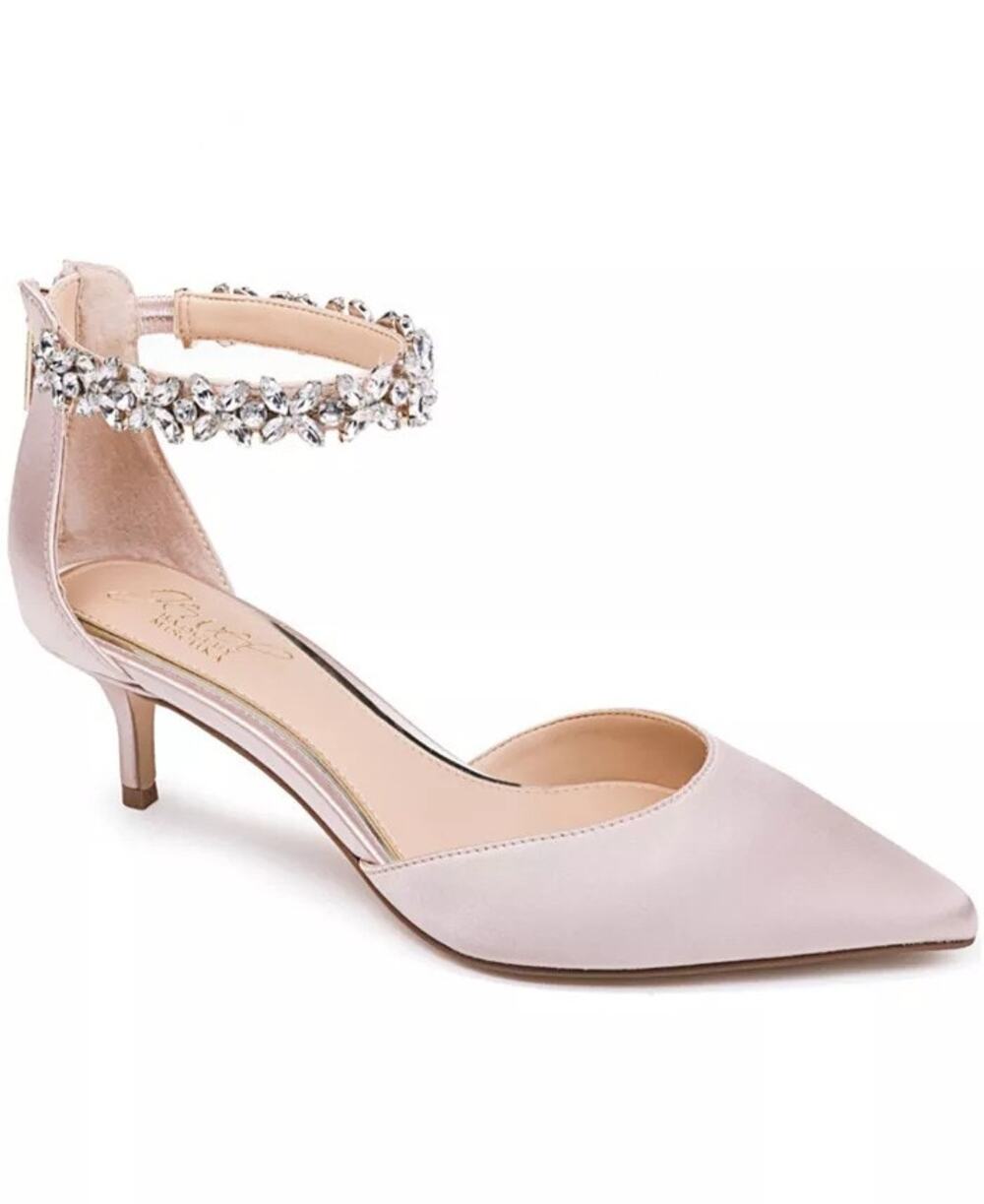 NIB Badgley Mischka Women's Robles Champagne Kitten Heel Evening Pumps Size 7.5